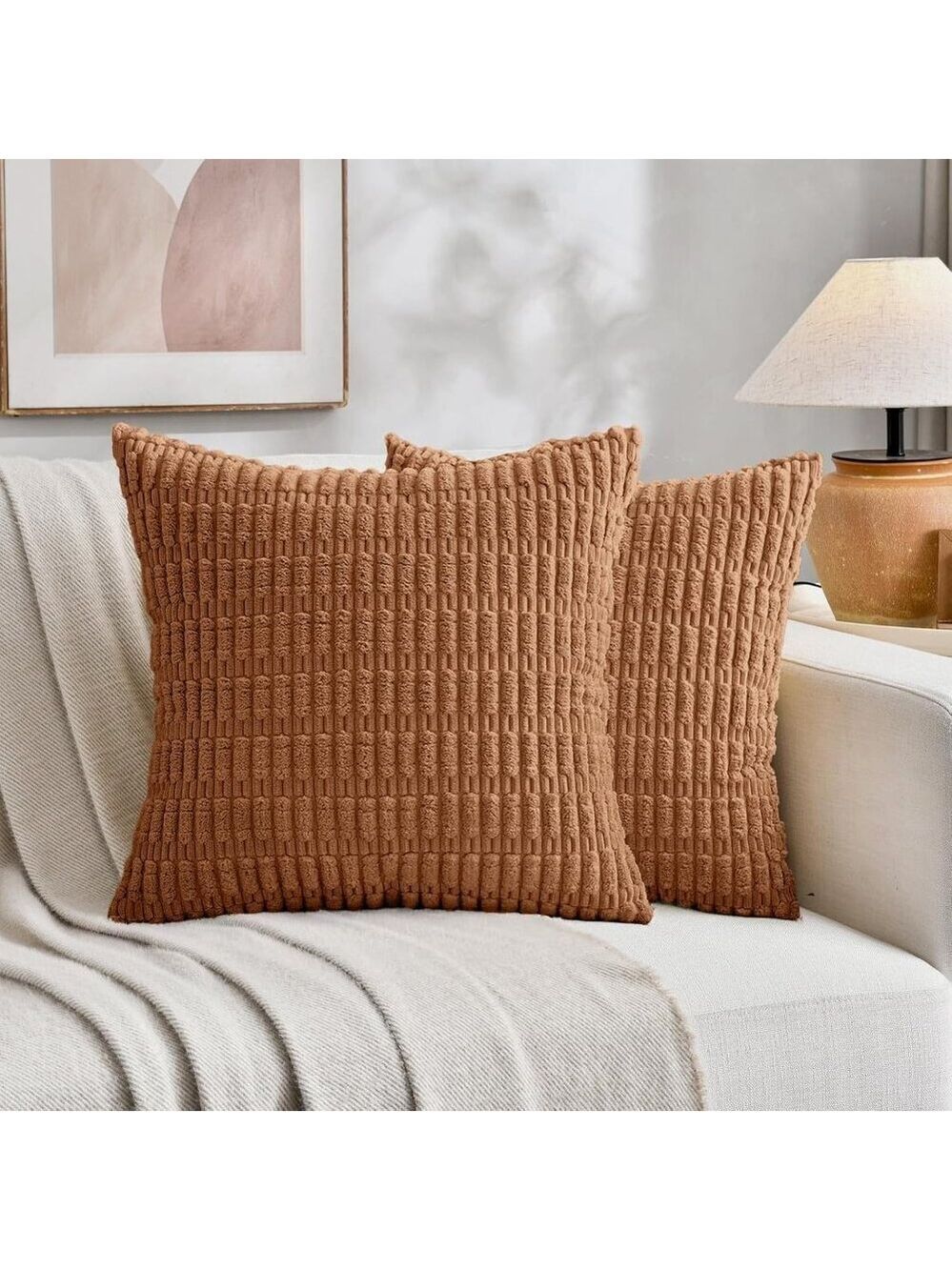 Sanmadrola Throw Pillow Covers Set of 2 Corduroy Decorative Pillow